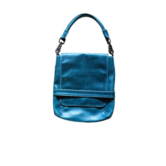 Mat & Nat Vintage  Teal Vegan Leather Shoulder Bag - Picture 1 of 5